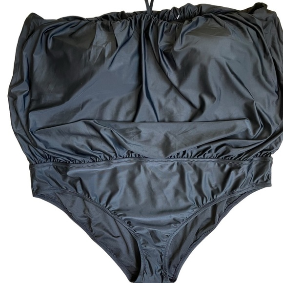 NWT J.Crew Draped Blouson One Piece Swimsuit Strapless Black Plus Size Sz 22 - Picture 7 of 16